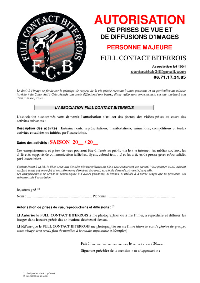 Aperçu de 03 - Autorisation prise de vue MAJEURS et diffusion FCB.pdf